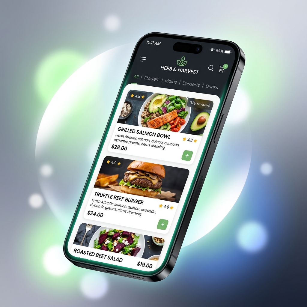 MenuBook Mobil QR Dijital Menü Arayüz Tasarımı