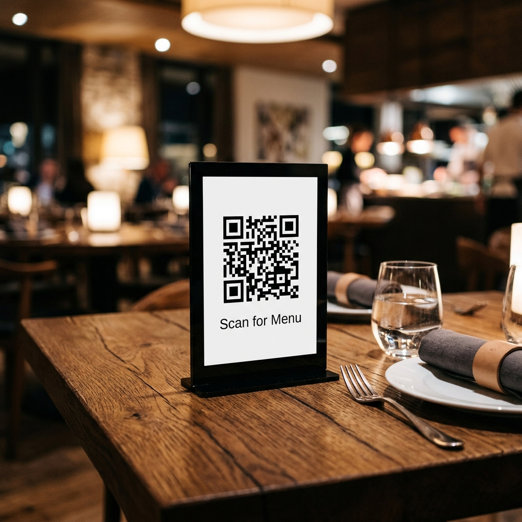 Restoran Masası Üzerinde QR Kod Standı